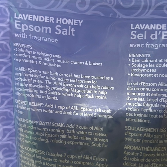 Alibi epsom salt with fragrance.it contains lavender and honey. - Picture 2 of 3
